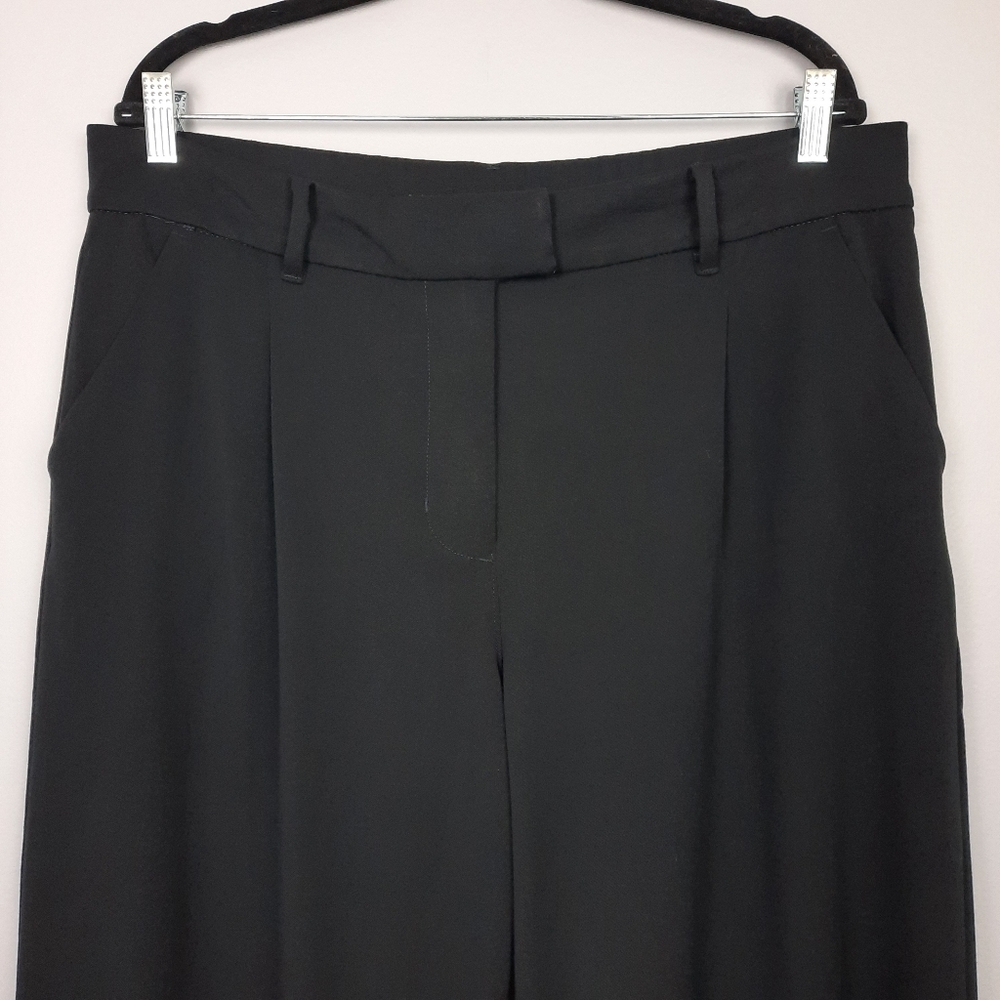 American Eagle LONG Solid Black High Rise Curvy Wide Leg Trousers size 14 - Picture 2 of 14